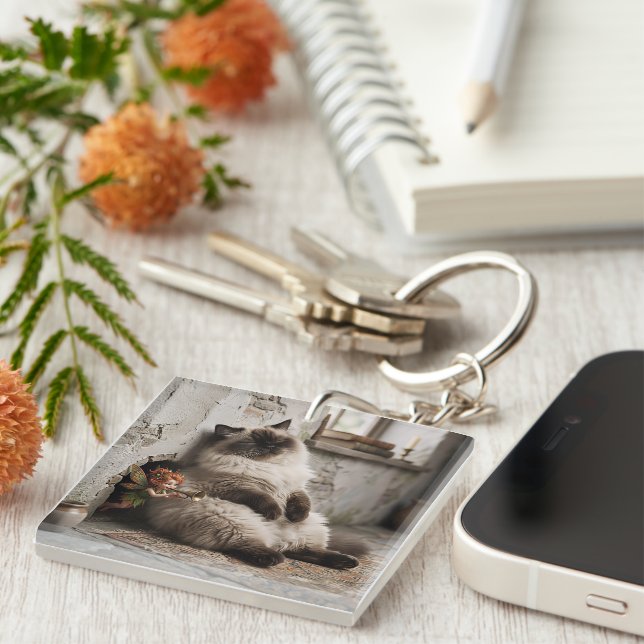 Himalayan Kitty and Pixie Wake Up Surprise  Key Ring (Front Right)