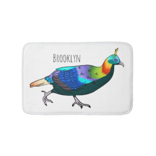 Himalayan monal bird cartoon illustration bath mat