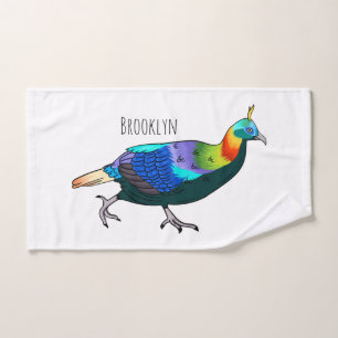 Himalayan monal bird cartoon illustration bath towel set