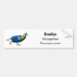 Himalayan monal bird cartoon illustration  bumper sticker