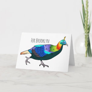 Himalayan monal bird cartoon illustration card