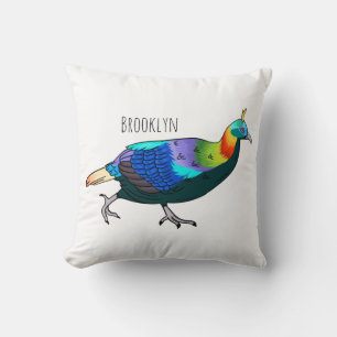 Himalayan monal bird cartoon illustration cushion