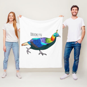 Himalayan monal bird cartoon illustration fleece blanket