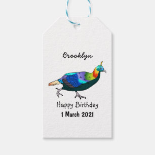 Himalayan monal bird cartoon illustration  gift tags