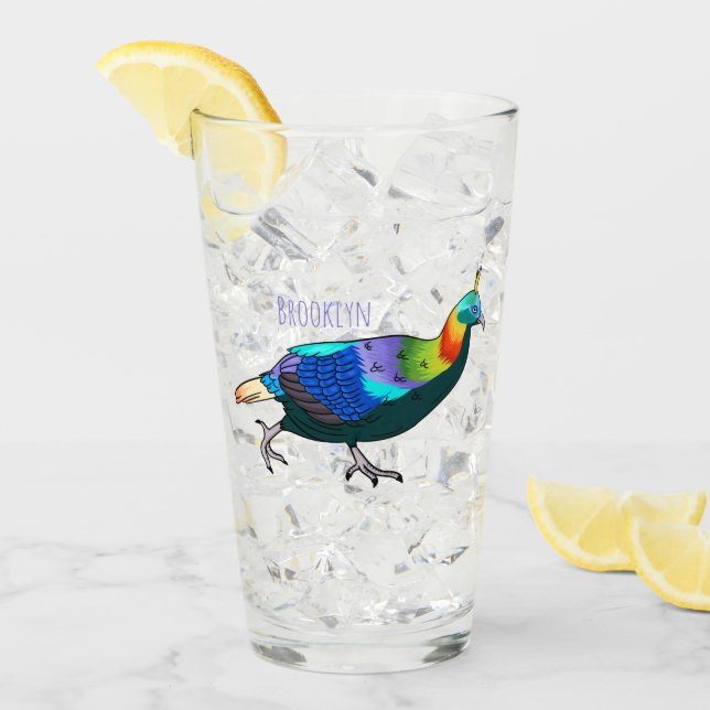 Himalayan monal bird cartoon illustration glass (Front Ice)