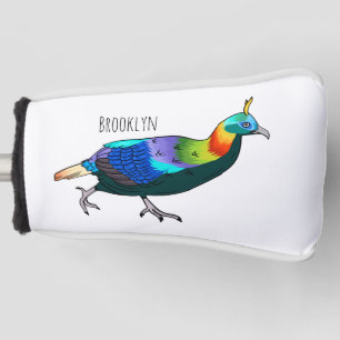 Himalayan monal bird cartoon illustration golf head cover
