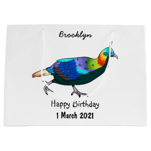 Himalayan monal bird cartoon illustration large gift bag