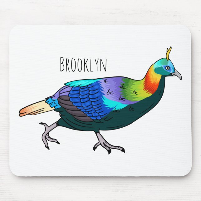 Himalayan monal bird cartoon illustration  mouse pad (Front)