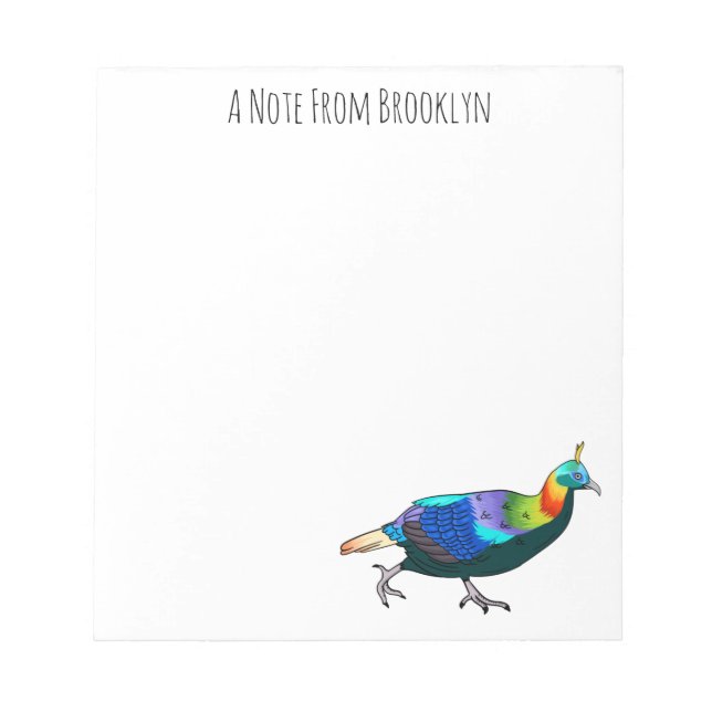Himalayan monal bird cartoon illustration notepad (Front)