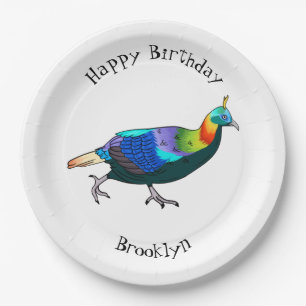 Himalayan monal bird cartoon illustration  paper plate