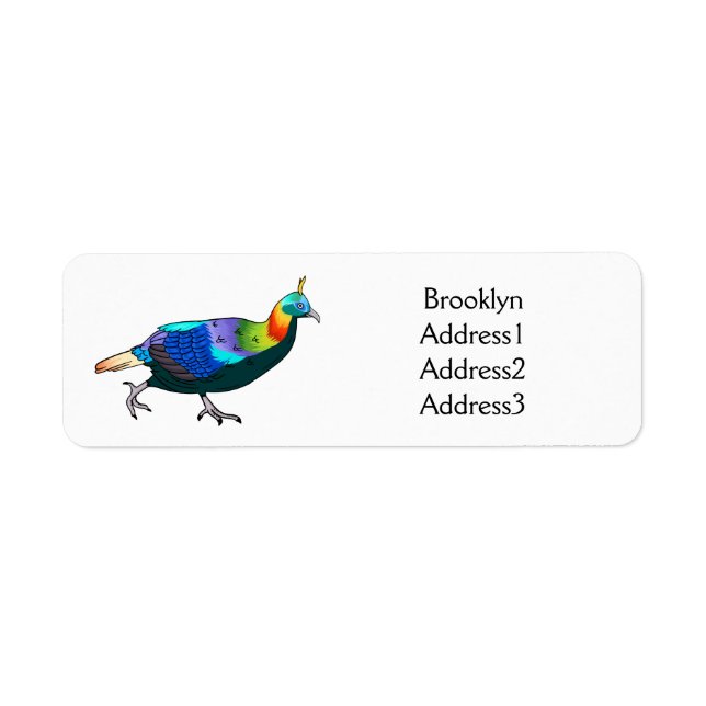 Himalayan monal bird cartoon illustration  return address label (Front)