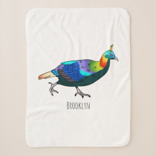 Himalayan monal bird cartoon illustration sherpa blanket