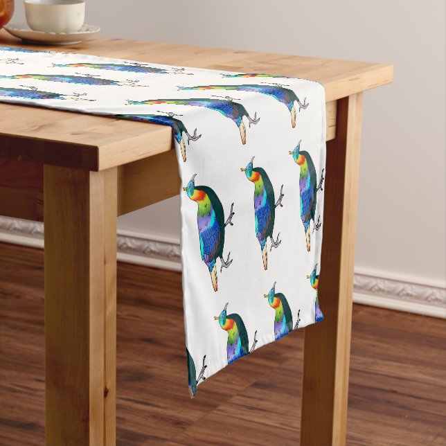 Himalayan monal bird cartoon illustration  short table runner (In Situ)