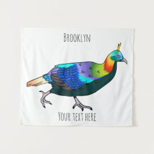 Himalayan monal bird cartoon illustration tapestry