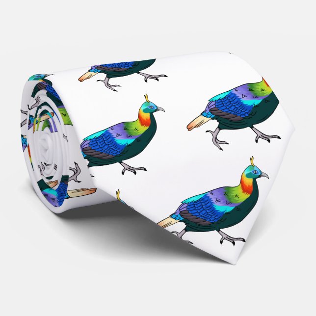 Himalayan monal bird cartoon illustration  tie (Rolled)