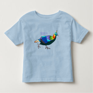 Himalayan monal bird cartoon illustration toddler T-Shirt