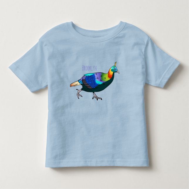 Himalayan monal bird cartoon illustration toddler T-Shirt (Front)