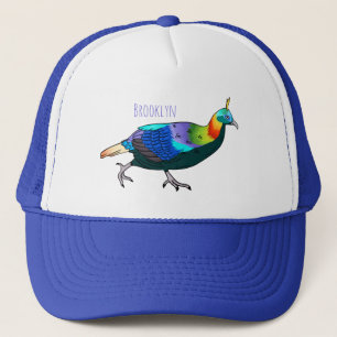 Himalayan monal bird cartoon illustration trucker hat