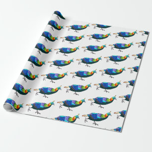 Himalayan monal bird cartoon illustration wrapping paper