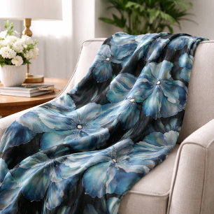 Himalayan Persian Blue Poppies Watercolor Fabric