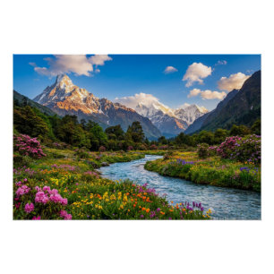 Himalayan River of Colors – Mountain Landscape Poster