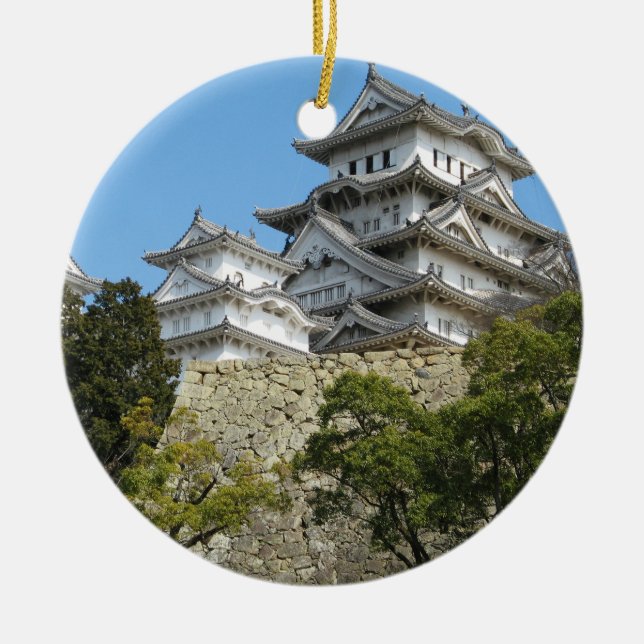 Himeji Castle 姫路城, Hyogo, Japan Ceramic Tree Decoration (Front)