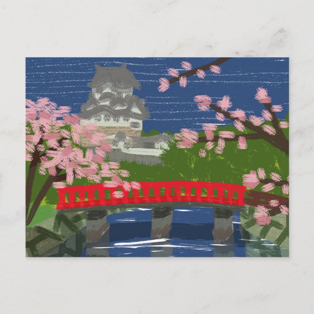 Himeji Castle River Postcard (Front)