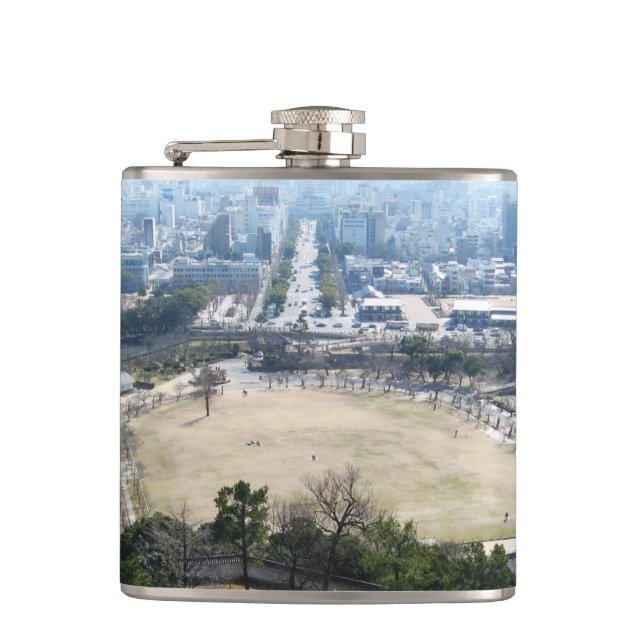Himeji, Japan (View from atop castle) Hip Flask (Front)