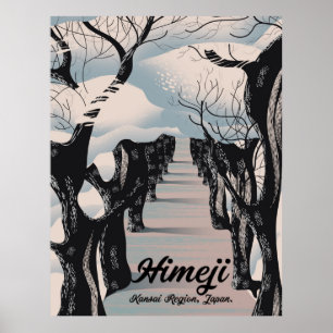Himeji,  Kansai region Japanese Blossom trees. Poster