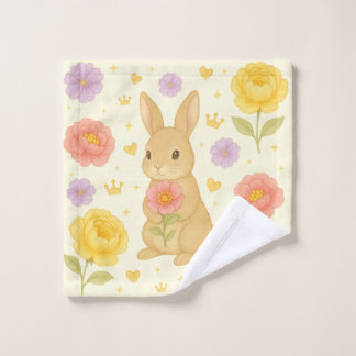 HIMEKARI Floral Bunny Wash Towel – Cream