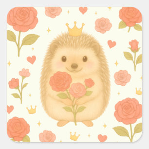 HIMEKARI Floral Hedgehog Sticker – Cream