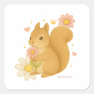 HIMEKARI Floral Squirrel Sticker – clear