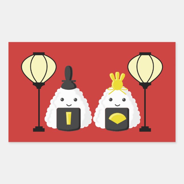 Hina Matsuri Onigiri Rectangular Sticker (Front)