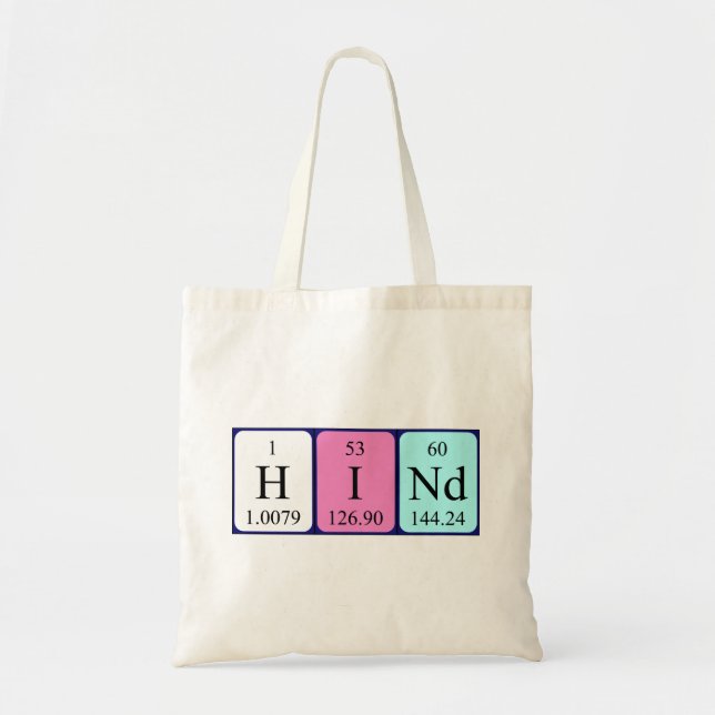 Hind periodic table name tote bag (Front)