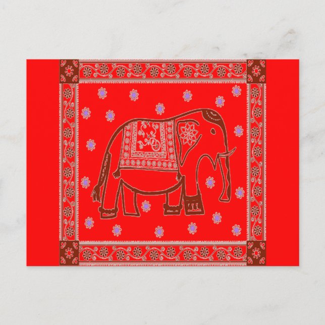 Hindi Art Elephant Postcard (Front)