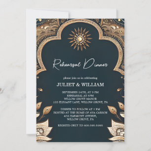 Hindi Henna Mehndi Indian Style Rehearsal Dinner Invitation
