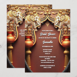 Hindi Hindu indian elephants royal bridal shower Invitation
