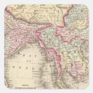 Hindoostan, Farther India, China, Tibet 2 Square Sticker