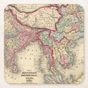 Hindoostan, Farther India, China, Tibet Square Paper Coaster