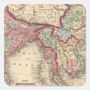 Hindoostan, Farther India, China, Tibet Square Sticker
