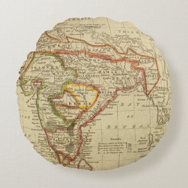 Hindoostan or India Round Cushion (Front)