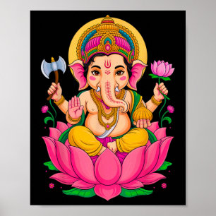 Hindou Ganesh Puja Elephant God India Méditation Y Poster