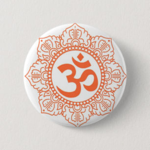 HINDU - BUDDHA SYMBOLS OM,OHM 6 CM ROUND BADGE