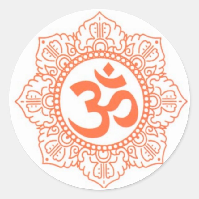 HINDU - BUDDHA SYMBOLS OM,OHM CLASSIC ROUND STICKER (Front)
