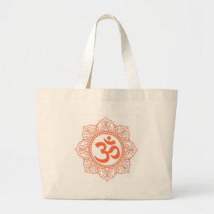 HINDU - BUDDHA SYMBOLS OM,OHM LARGE TOTE BAG