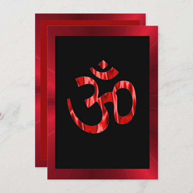 Hindu celebration Om red Invitation (Front/Back)