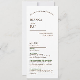 HINDU CEREMONY WEDDING PROGRAM