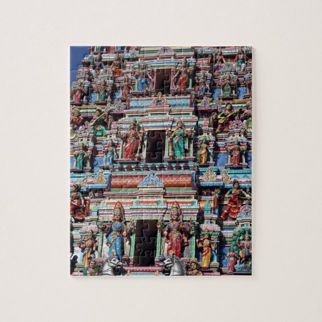 Hindu deities and gods on temple gopuram jigsaw puzzle (Vertical)