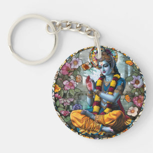 Hindu Deity Protection Keychain, Krishna Energy Key Ring