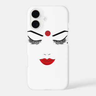 Hindu Dot Beauty Face Lashes & Red Lips Makeup